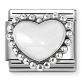 Nomination Composable Classic Link 330204/36 White Heart in 925 Silver & Enamel